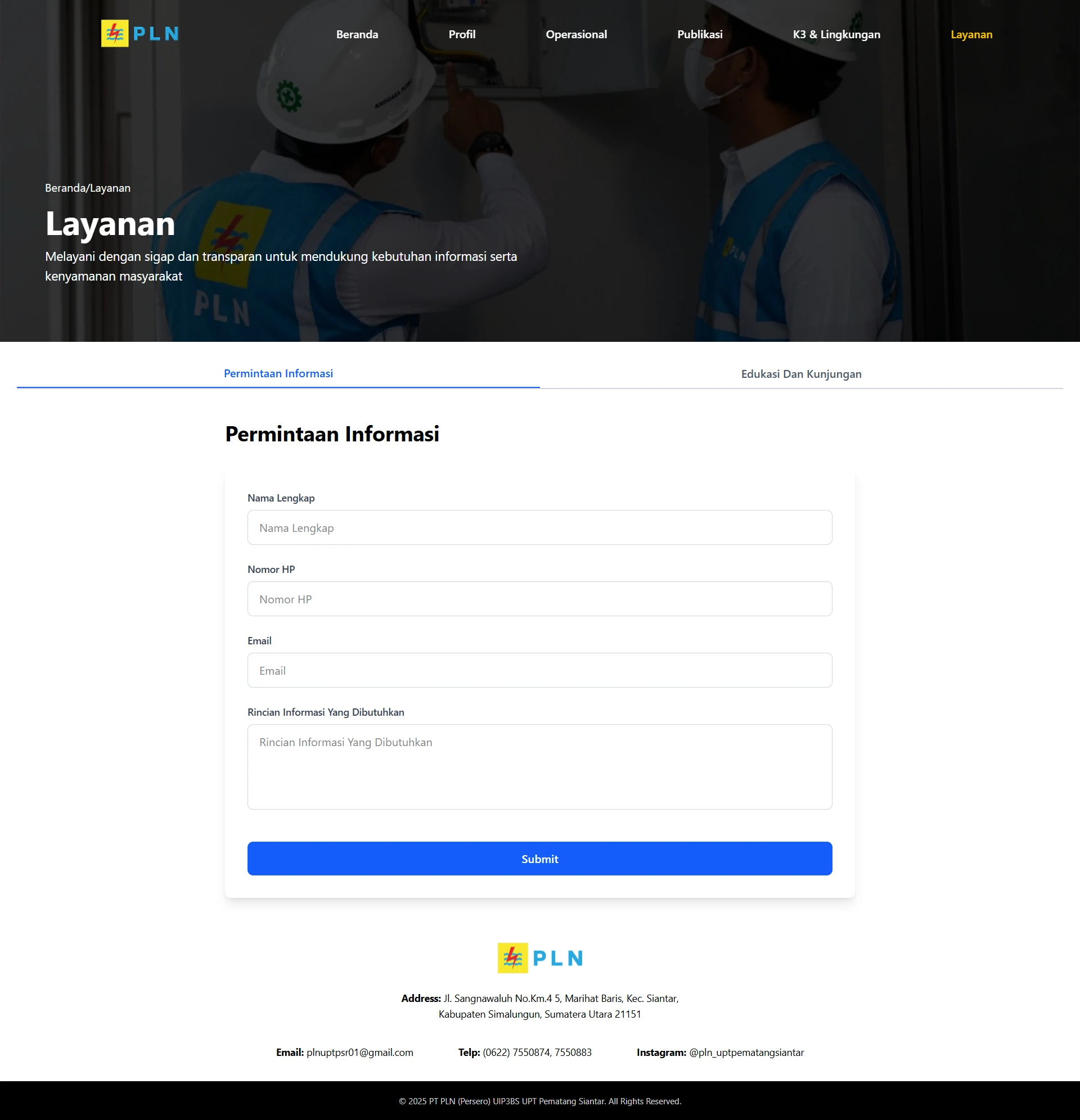Screenshot PLN UPT Pematang Siantar